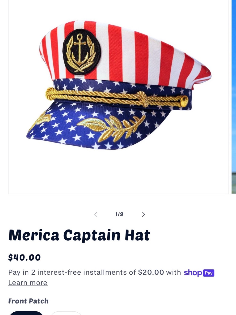 Patriotic 4th of July Red White Blue Captain Swag NWT-Will ship next day